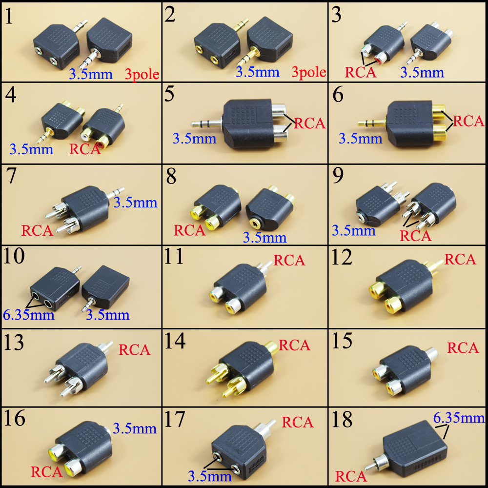 3.5mm/6.35 Female To 2 RCA Mal - đánh giá và giá Earphone Splitter Jack